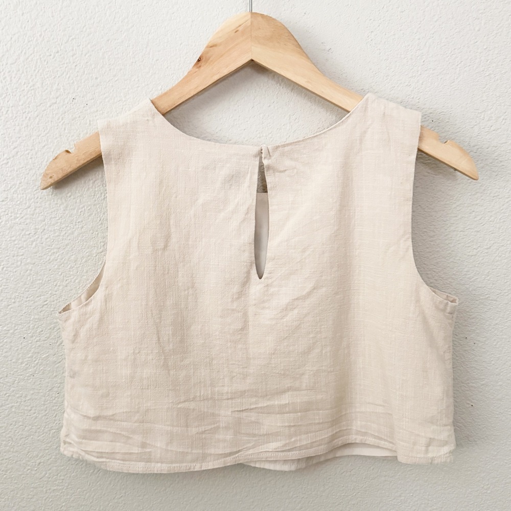 Mable x Anthropologie Floral Embroidered Crop Top Cream Sleeveless MST7974A S - Picture 3 of 6